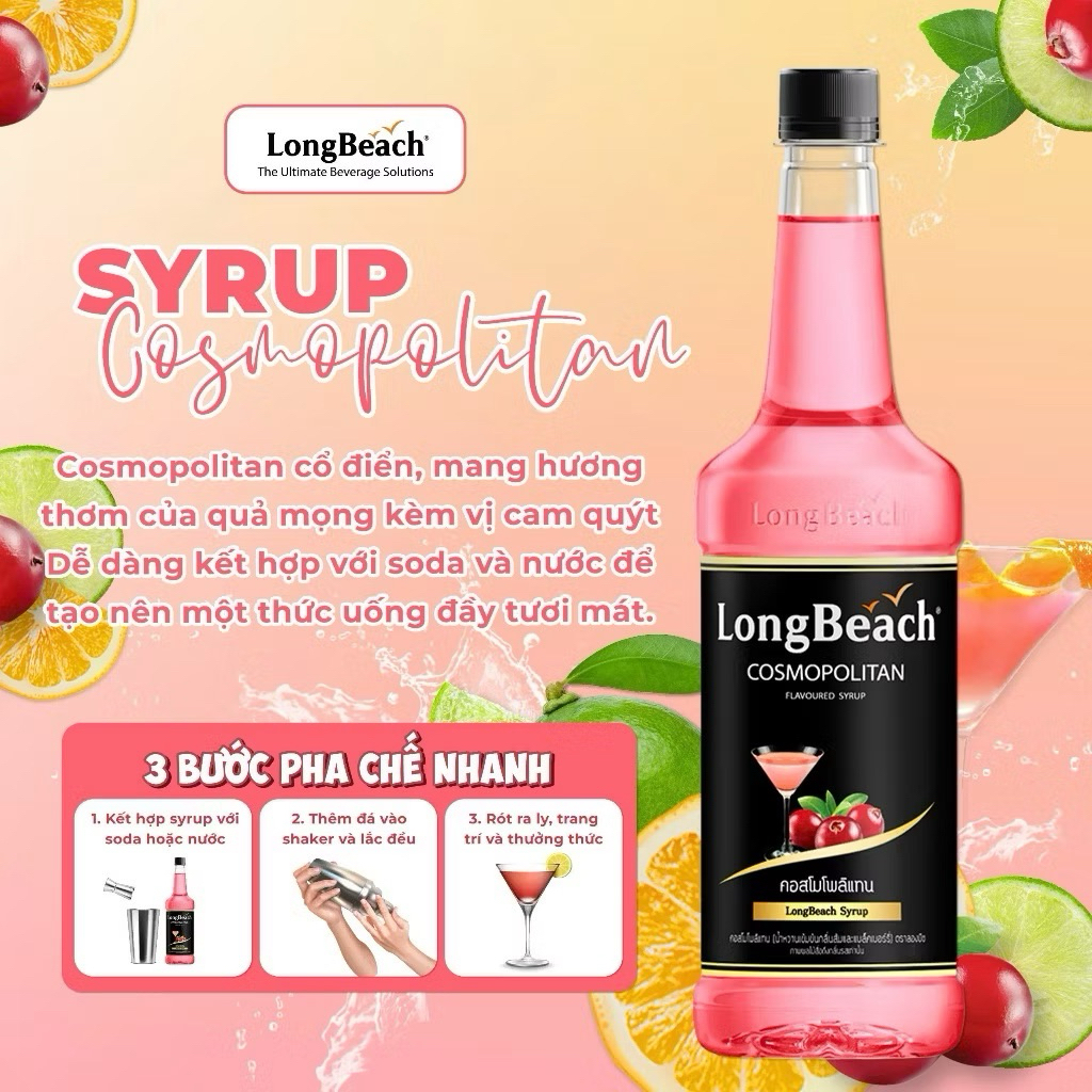Siro Cosmopolitan - Longbeach Cosmopolitan Flavoured Syrup 740ml ...