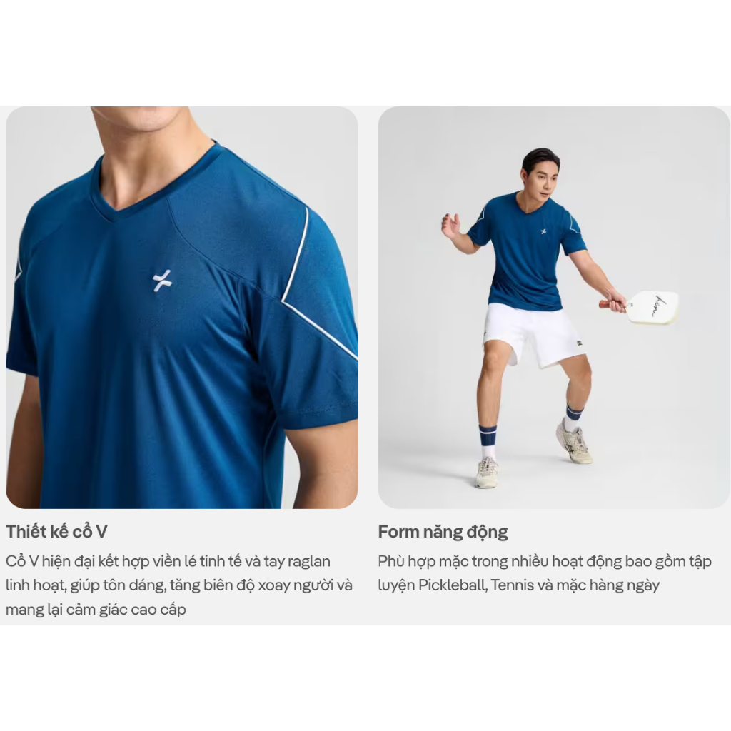 [TẶNG QUẦN SHORT]Áo thun thể thao nam cổ V Pickleball DinkShot Essentials, Nhanh khô Thấm hút tốt Coolmate
