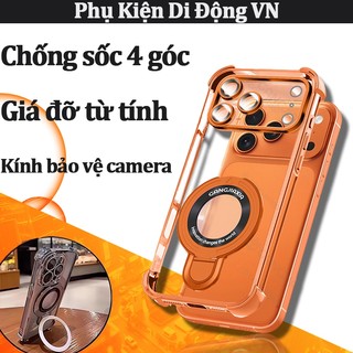 Ốp lưng iPhone chống sốc 4 góc | Giá đỡ từ tính gập gọn | Tiện lợi chắc chắn cho iPhone 11 12 13 14 15 16 17 Pro Max