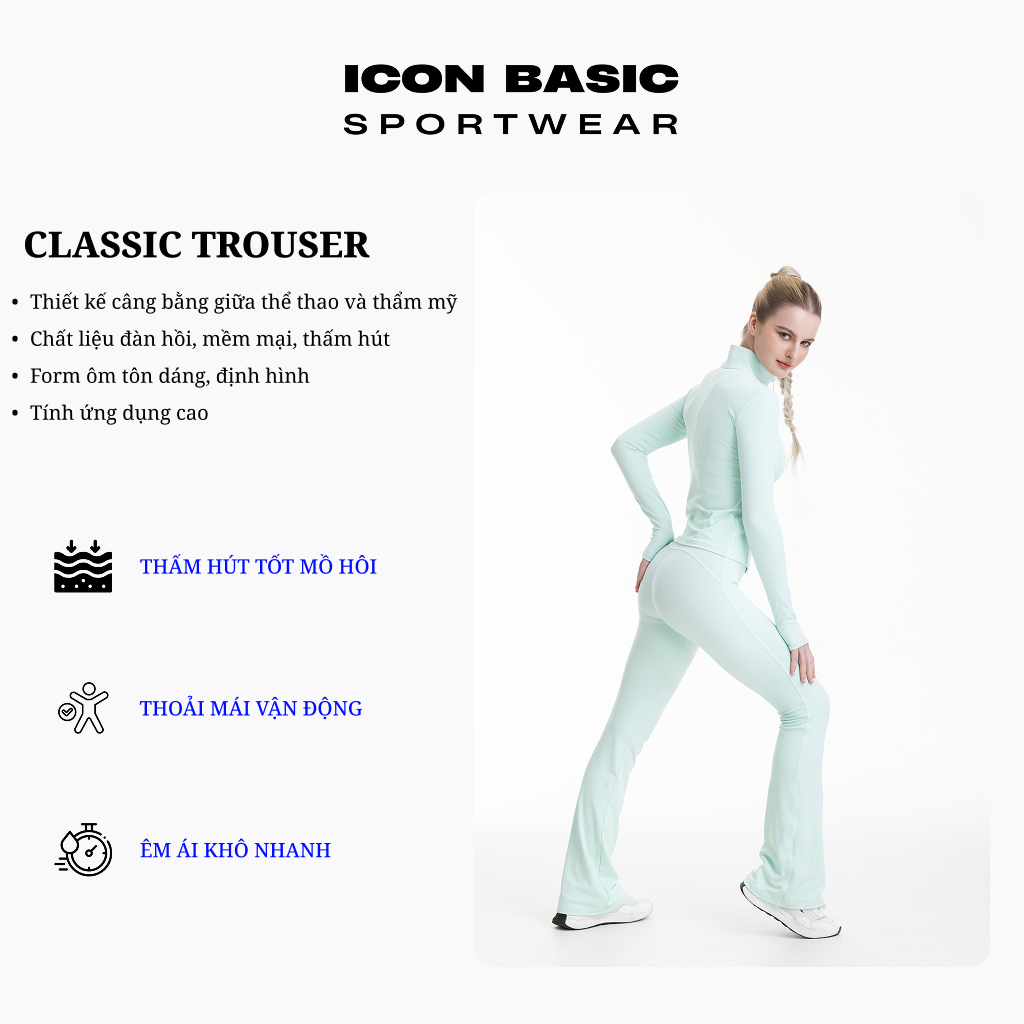 CLASSIC TROUSER Quần legging ống loe nhẹ, tôn body - ICON BASIC Sportwear