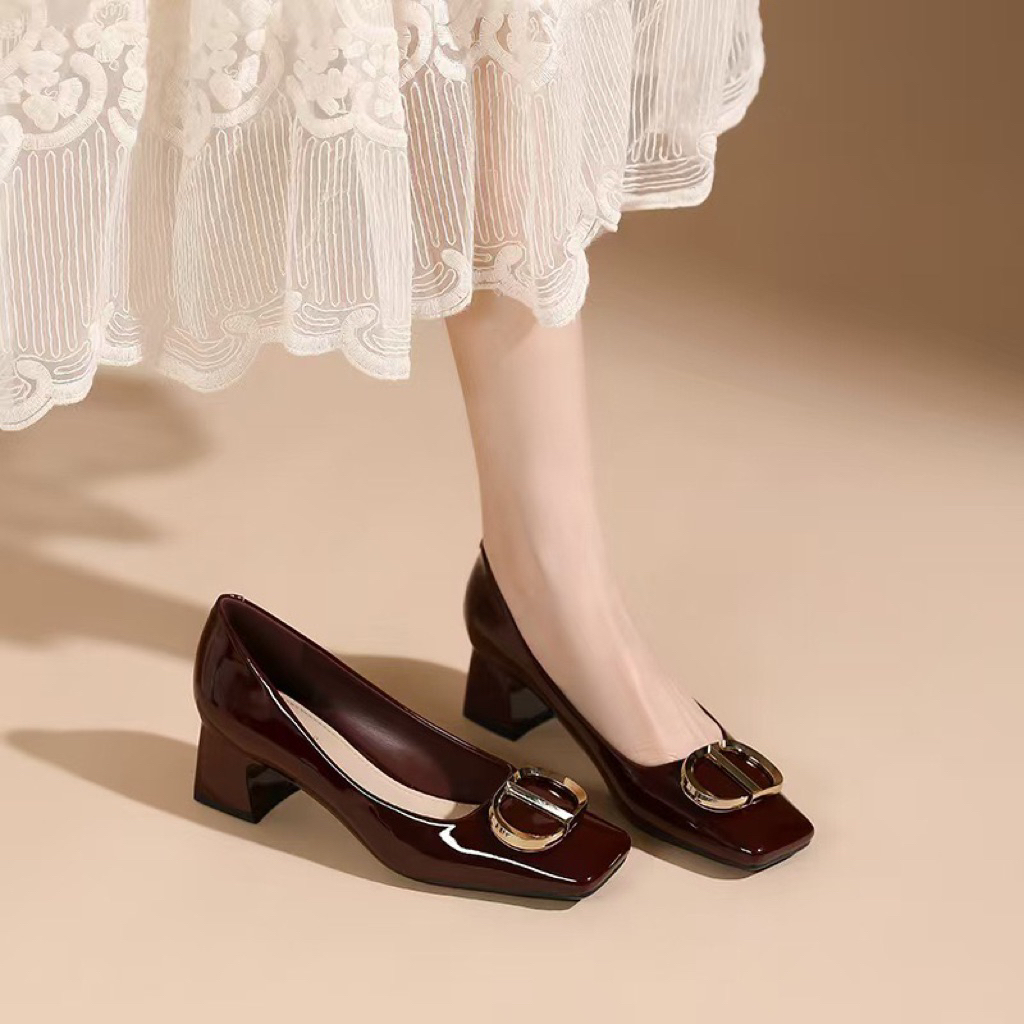 Giầy cao gót Quảng châu cao cấp mũi vuông sang chảnh cao 4cm (HT416-1)