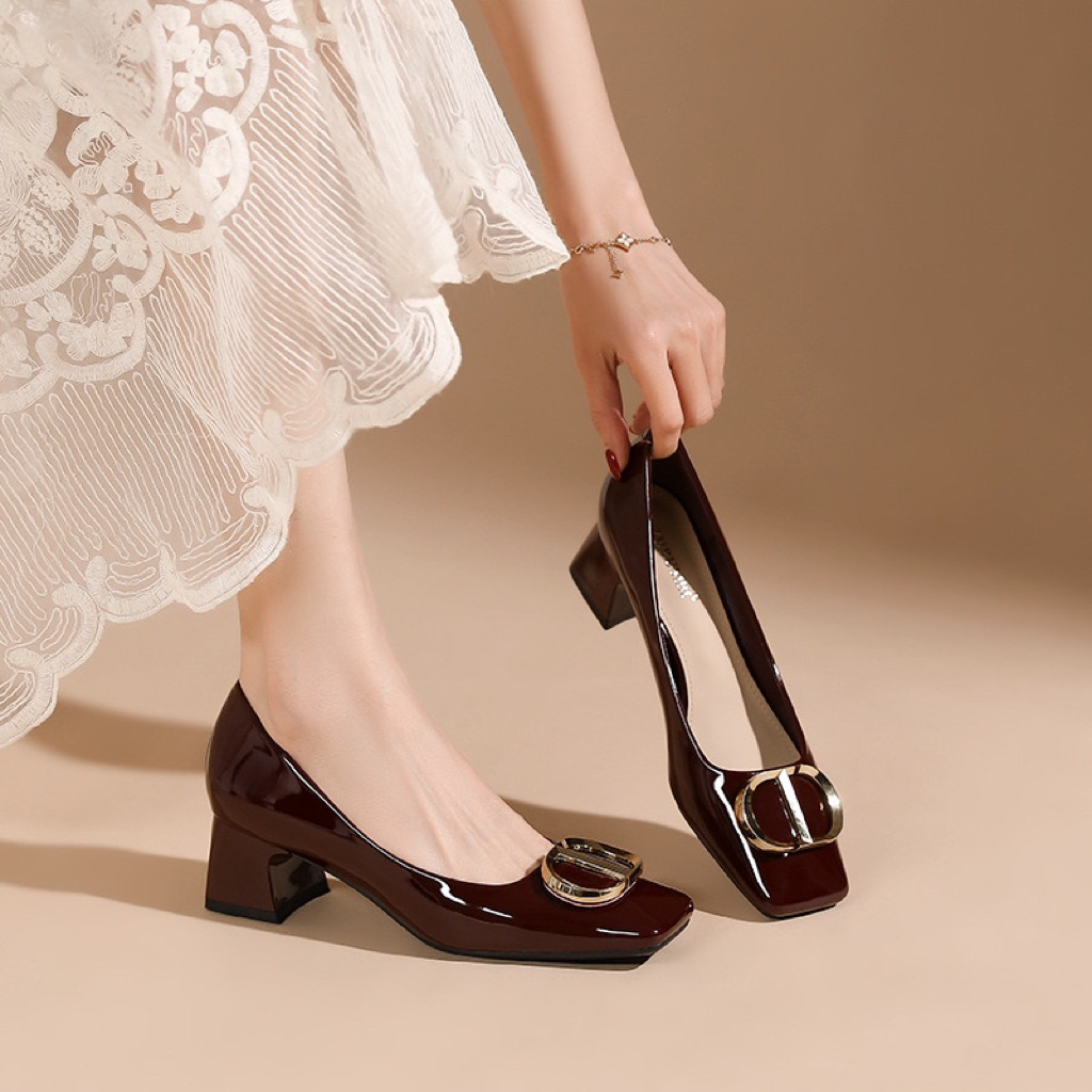 Giầy cao gót Quảng châu cao cấp mũi vuông sang chảnh cao 4cm (HT416-1)