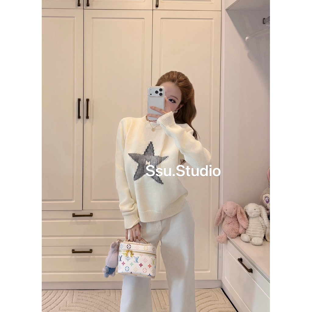 𝑺𝒔𝒖.𝑺𝒕𝒖𝒅𝒊𝒐[CÓ SẴN]ÁO LEN NGÔI SAO SIU XINH HÀNG QC FREESIZE DƯỚI 56kg