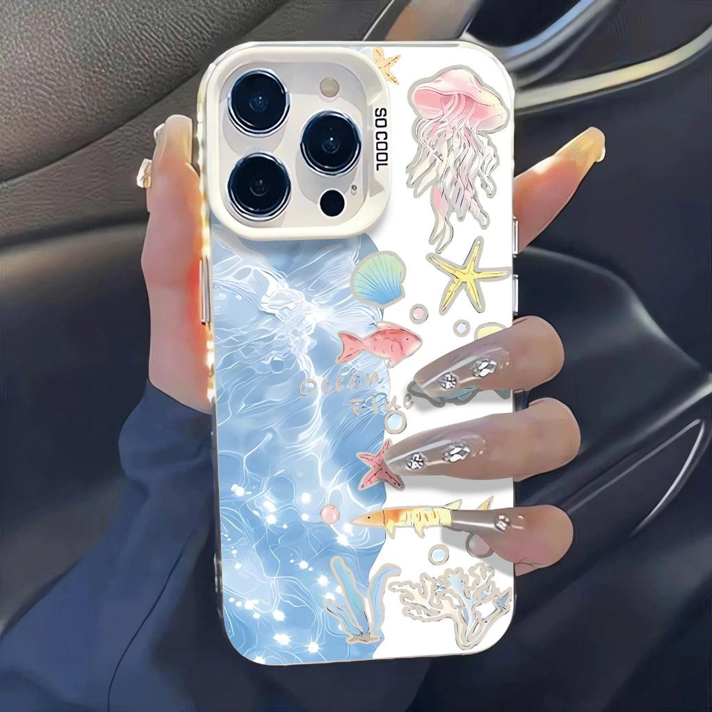 Sinh vật biển nhỏ phù hợp với iphone 17/16/15 chống thấm nước vỏ điện thoại di động 14/13/11 đơn giản