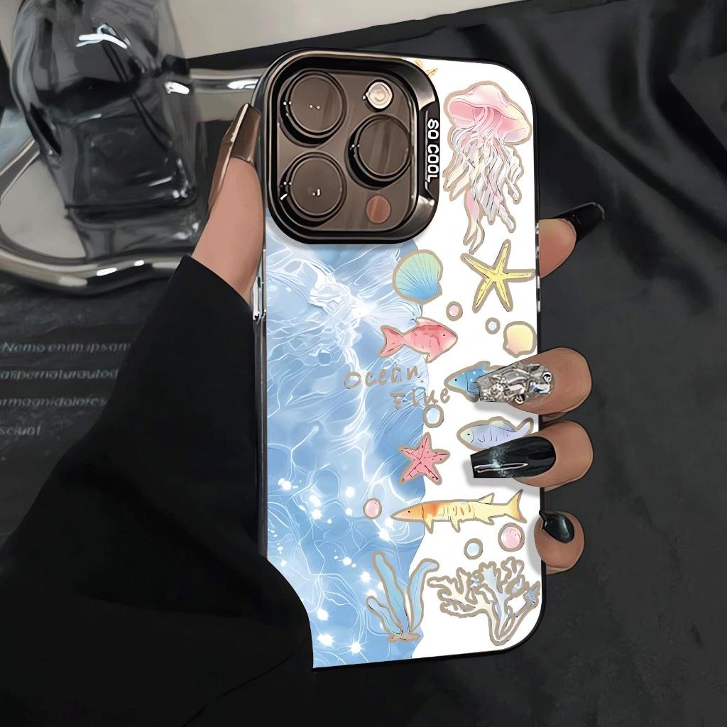 Sinh vật biển nhỏ phù hợp với iphone 17/16/15 chống thấm nước vỏ điện thoại di động 14/13/11 đơn giản