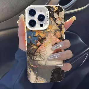 Hoa cô gái thích hợp cho iphone 17/16/15 chống thấm nước vỏ điện thoại di động 14/13/11 đơn giản