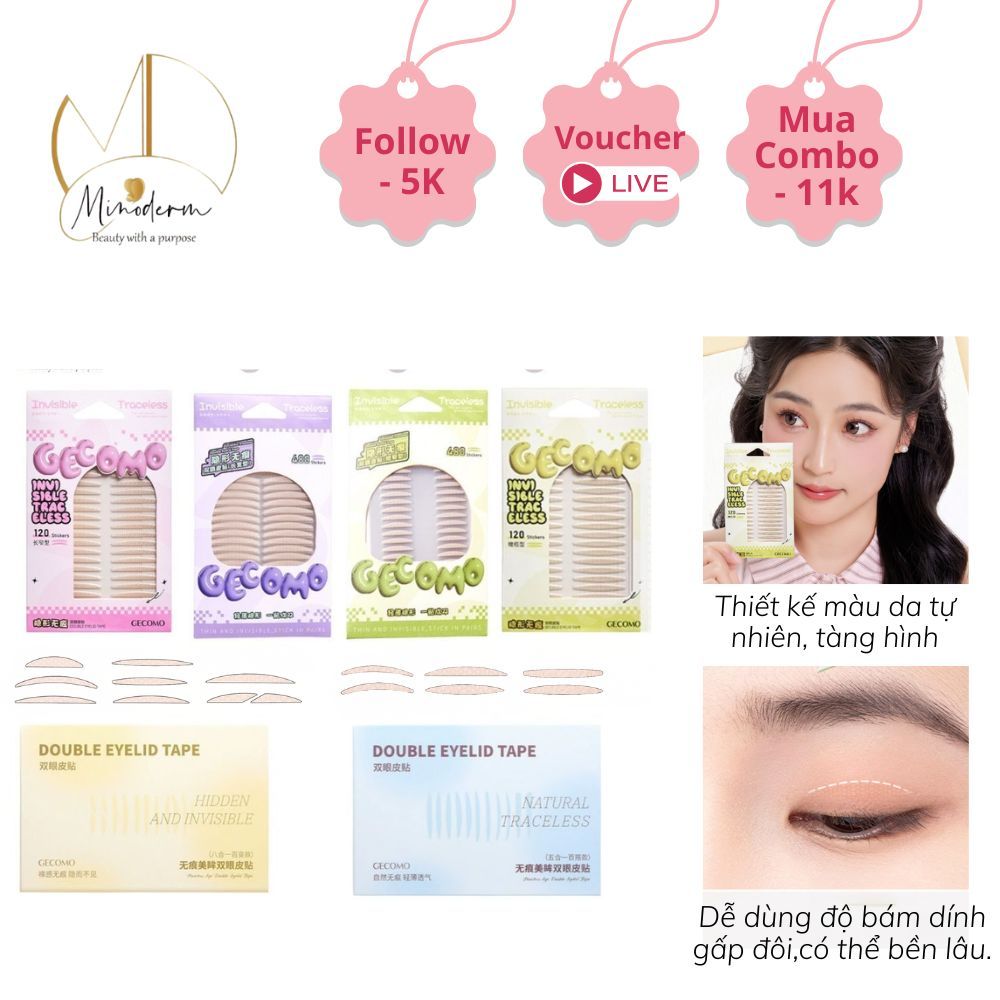 Miếng dán kích mí lưới Minoderm siêu tàng hình dính bằng nước không cần ...