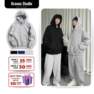 [Nỉ Lông Cáo] Áo Hoodie Trơn Cao Cấp Basic Nam Nữ URANOX Unisex, Không Đổ Lông, Mũ 2 Lớp Dây Kéo