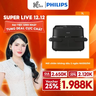 [VHL x Philips] - Livestream Nồi chiên không dầu 2 ngăn NA150/00 | 7 lít|- Hàng Chính Hãng