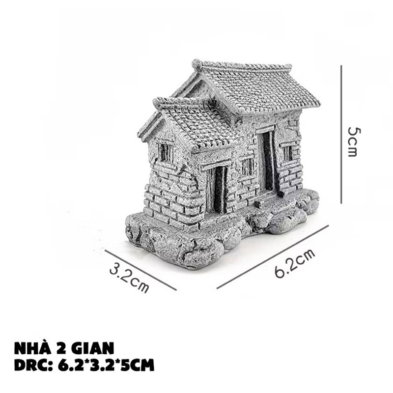 mô hình nhà tranh, xưa bằng đá decor tiểu cảnh,terrarium,non bộ