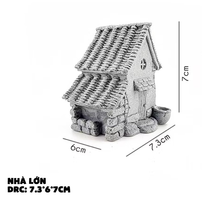mô hình nhà tranh, xưa bằng đá decor tiểu cảnh,terrarium,non bộ