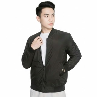 Áo khoác bomber nam nữ thu đông cao cấp – Hai màu đen, xanh rêu, lót cam nổi bật