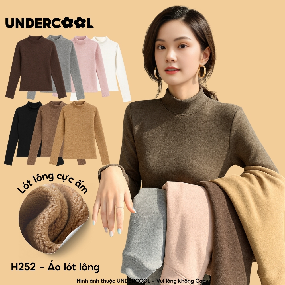 Áo Giữ Nhiệt Nữ Lót Lông Ấm UNDERCOOL Cổ thấp Siêu Mềm Dài Tay Co Giãn 4 Chiều Giữ Nhiệt Mùa Đông, Live H252