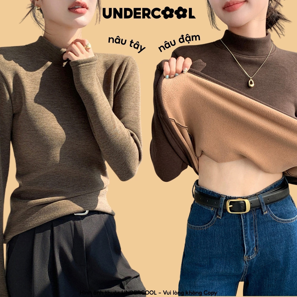 Áo Giữ Nhiệt Nữ Lót Lông Ấm UNDERCOOL Cổ thấp Siêu Mềm Dài Tay Co Giãn 4 Chiều Giữ Nhiệt Mùa Đông, Live H252