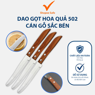 Dao gọt trái cây 502 cán gỗ đầu tròn bền chắc lưỡi sắc bén tiện gọt cắt trái cây và rau củ hàng gia công