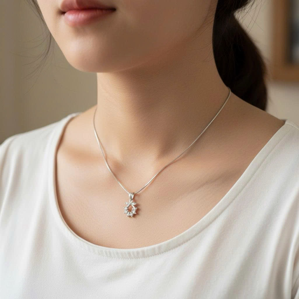 Mặt dây chuyền bạc 925 vòng nguyệt quế noel giáng sinh
