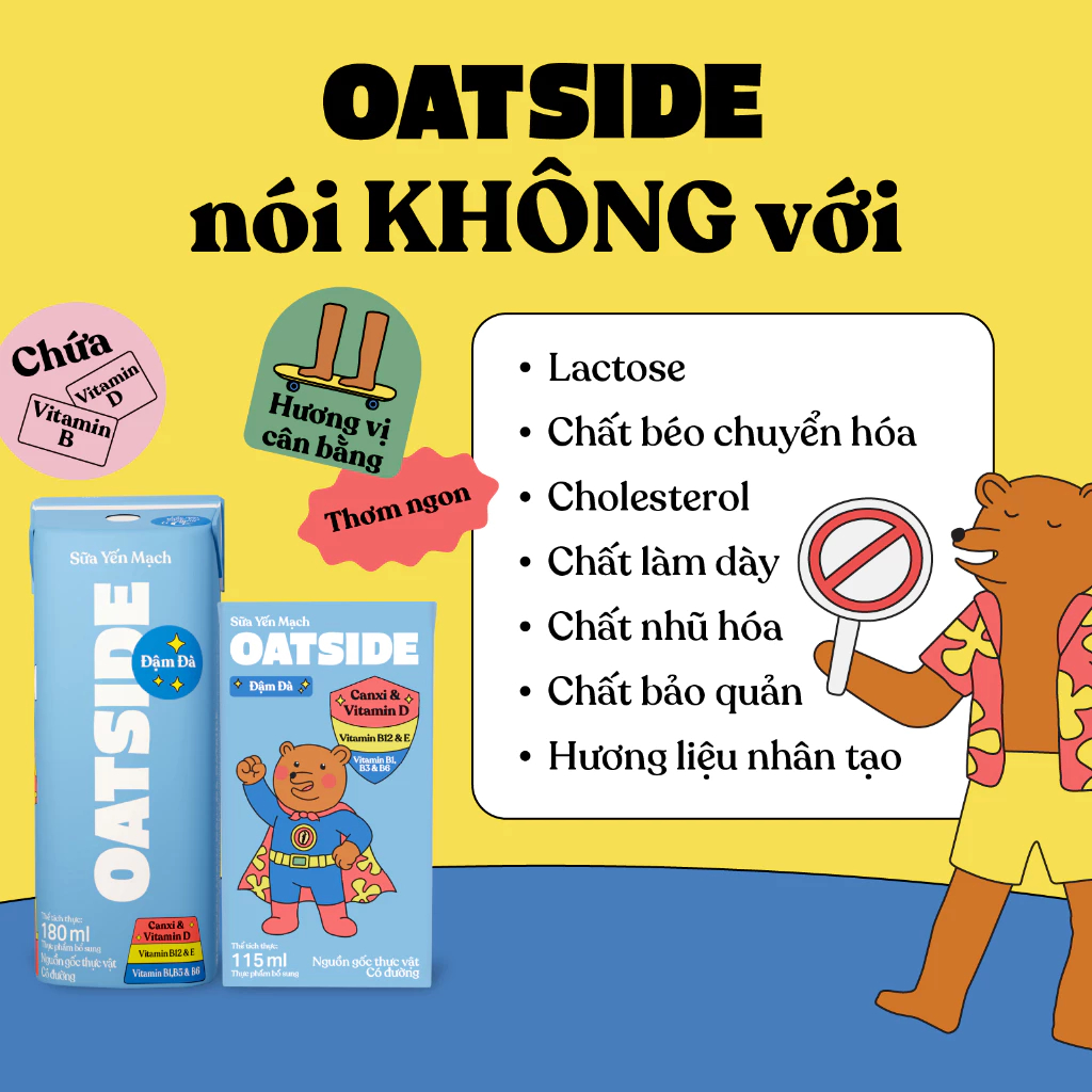 Sữa Yến Mạch Có Đường Oatside Deluxe Mini Lốc 3 Hộp 180ml, Thơm Ngon Đậm Vị Bổ Sung Dinh Dưỡng
