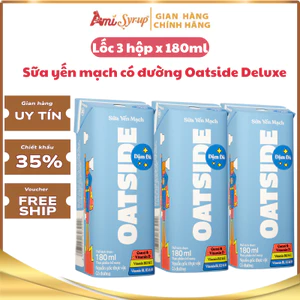 Sữa Yến Mạch Có Đường Oatside Deluxe Mini Lốc 3 Hộp 180ml, Thơm Ngon Đậm Vị Bổ Sung Dinh Dưỡng