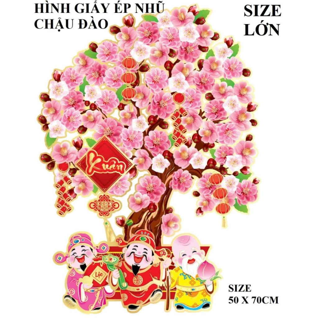 Chậu mai , đào giấy ép kim ( tặng băng keo)