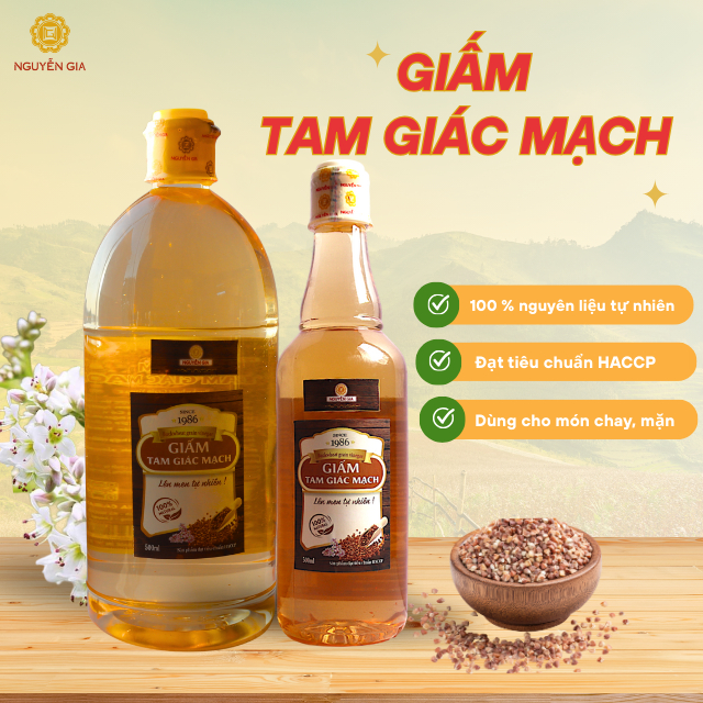 Giấm Tam Giác Mạch đặc sản Hà Giang trộn sushi, làm salad lên men tự nhiên 500ml/1L