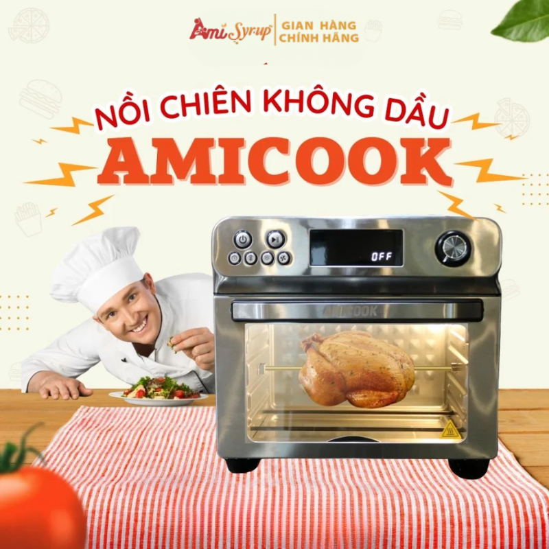 Nồi Chiên Không Dầu Dạng Lò AMICOOK Air Fryer Oven 24L, Dùng Để Nướng, Chiên, Quay Đa Năng