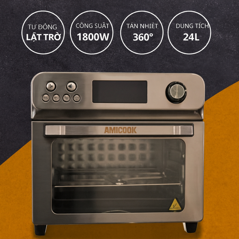 Nồi Chiên Không Dầu Dạng Lò AMICOOK Air Fryer Oven 24L, Dùng Để Nướng, Chiên, Quay Đa Năng