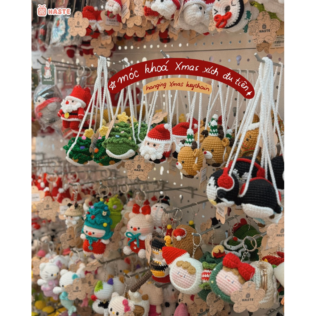Móc Khoá Len Treo Noel Giáng Sinh Cây Thông Tuần Lộc Santa Claus Bánh Gừng Chim Cánh Cụt Snowman Dễ Thương Handmaán