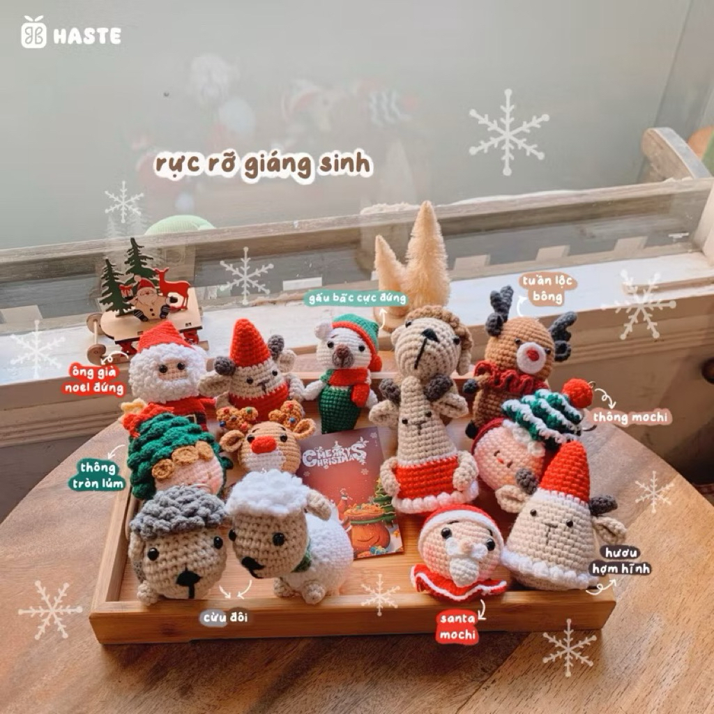Móc Khoá Len Tổng Hợp Noel Giáng Sinh Mochi Cây Thông Ông Già Santa Người Tuyết Tuần Lộc Snowman Handmade by Haste