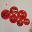 Set 6 quạt giấy đỏ, cam, hồng cao cấp, trang trí đám cưới, lễ hội, Tết, trang trí năm mới