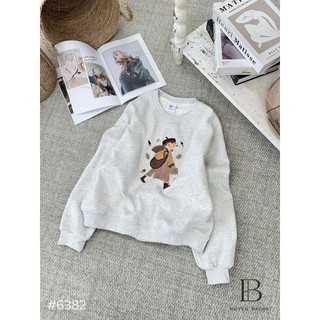 Áo Nỉ Dài Tay Sweater Họa Tiết Cute Lót Lông QCCC Cao Cấp