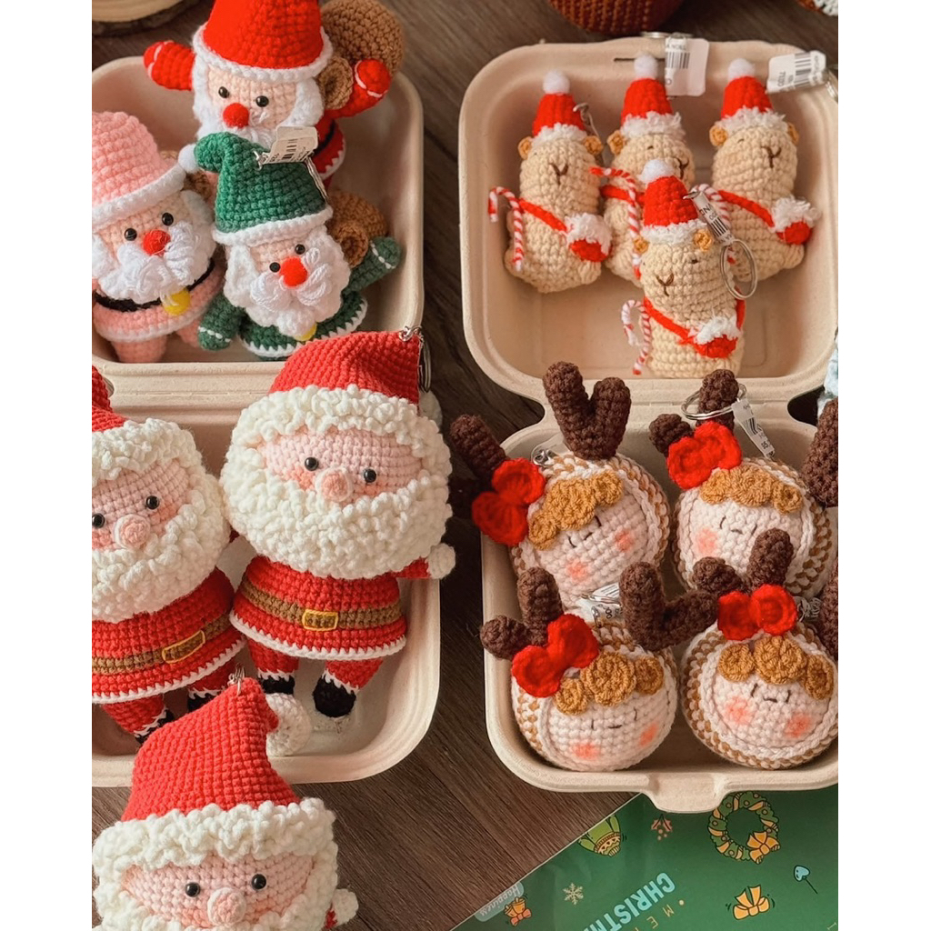 Móc Khoá Len Tổng Hợp Noel Giáng Sinh Mochi Cây Thông Ông Già Santa Người Tuyết Tuần Lộc Snowman Handmade by Haste