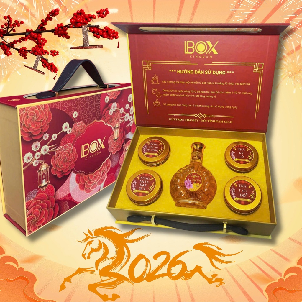 Set Hộp Trà Thảo Mộc Và Safron Ngâm Mật Ong Làm Quà Tặng Tết Cao Cấp