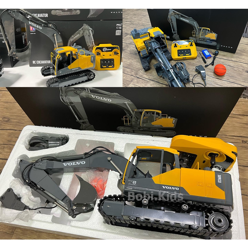 Máy xúc điều khiển từ xa double eagle volvo e598 bản 2025 17 kênh điều khiển cao cấp cỡ lớn giá rẻ, đồ chơi điều khiển
