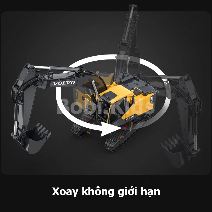 Máy xúc điều khiển từ xa double eagle volvo e598 bản 2025 17 kênh điều khiển cao cấp cỡ lớn giá rẻ, đồ chơi điều khiển