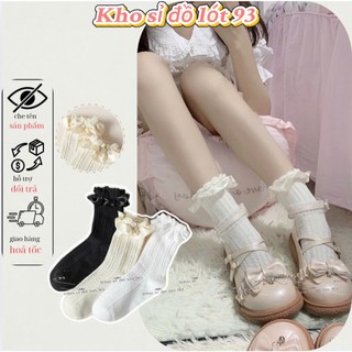 Set 5 Đôi Tất Công Chúa Lolita Cổ Ren Bèo Nơ Lụa Mềm Mại Siêu Điệu Phong Cách Tiểu Thư Bé Gái te155