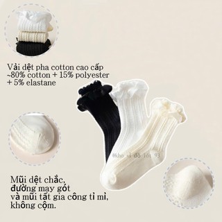 Set 5 Đôi Tất Công Chúa Lolita Cổ Ren Bèo Nơ Lụa Mềm Mại Siêu Điệu Phong Cách Tiểu Thư Bé Gái te155