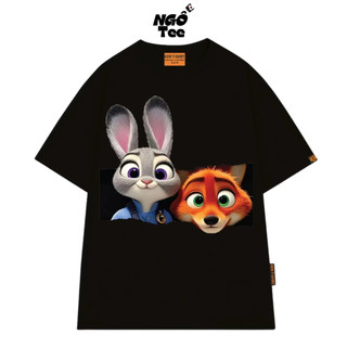 Áo Thun Form Rộng NGỐ TEE Phim Zootopia 2 Nick và Judy Dễ Thương Vải Cotton 75 Mềm Mịn Hot Trend