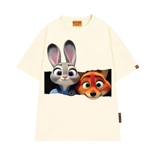 Áo Thun Form Rộng NGỐ TEE Phim Zootopia 2 Nick và Judy Dễ Thương Vải Cotton 75 Mềm Mịn Hot Trend