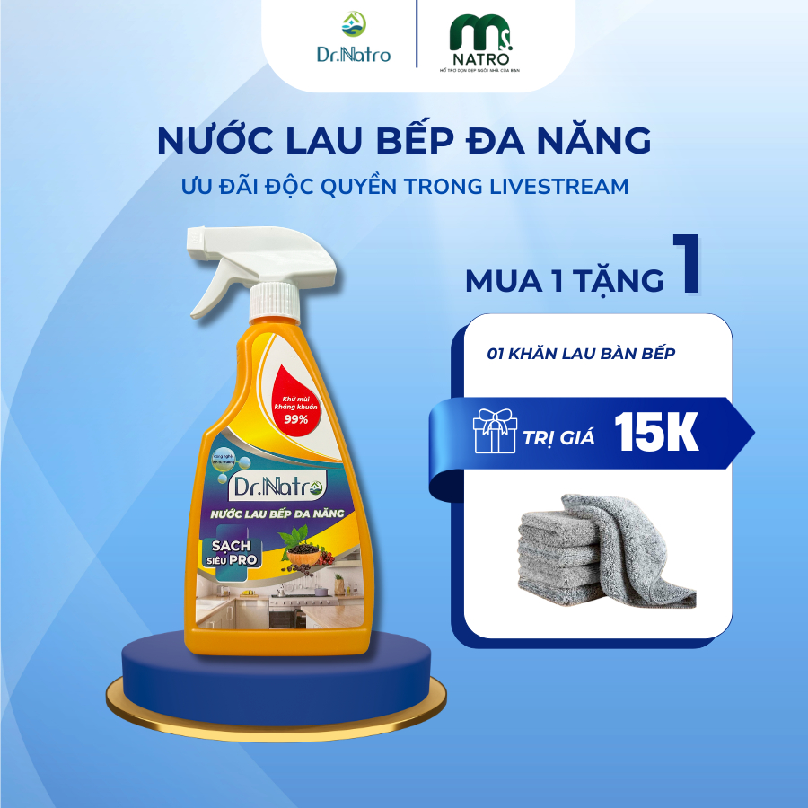 Nước Lau Bếp DR NATRO 500ml Cho Kính - Hình ảnh thực tế