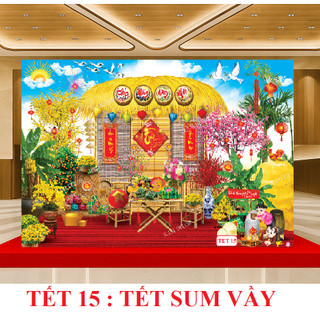 300 Mẫu Tranh Tết Trang Trí Phông Nền Lễ Tết, Backdrop Phông Nền Bẳng Vải Cavas Cao Cấp 2026 TET15 - BEEKIDS