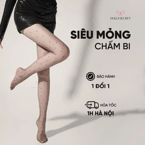 Quần tất Siêu Mỏng Thật Chân DOLLYSECRET Họa Tiết Chấm Bi Chấm Tim T57