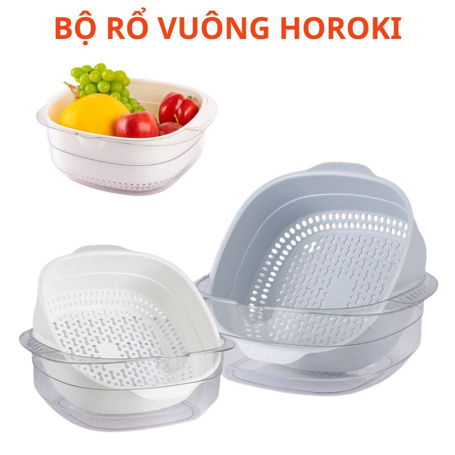 Bộ Rổ Vuông  Kèm Thau Cao CấP Nhựa nguyên sinh Việt nhật 1086