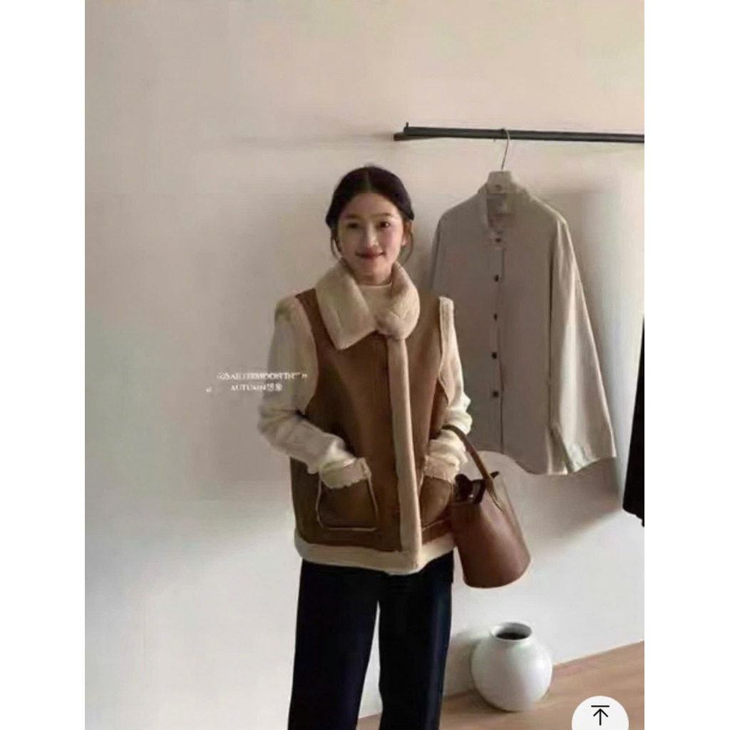 Áo khoác gile da lộn hàng quảng châu