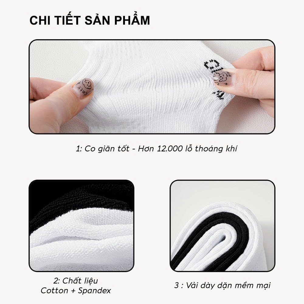 Tất vớ thể thao nam phân loại cao cấp 2 màu đen trắng, chất liệu cotton dày dặn thoáng khí - Ekiu Shop
