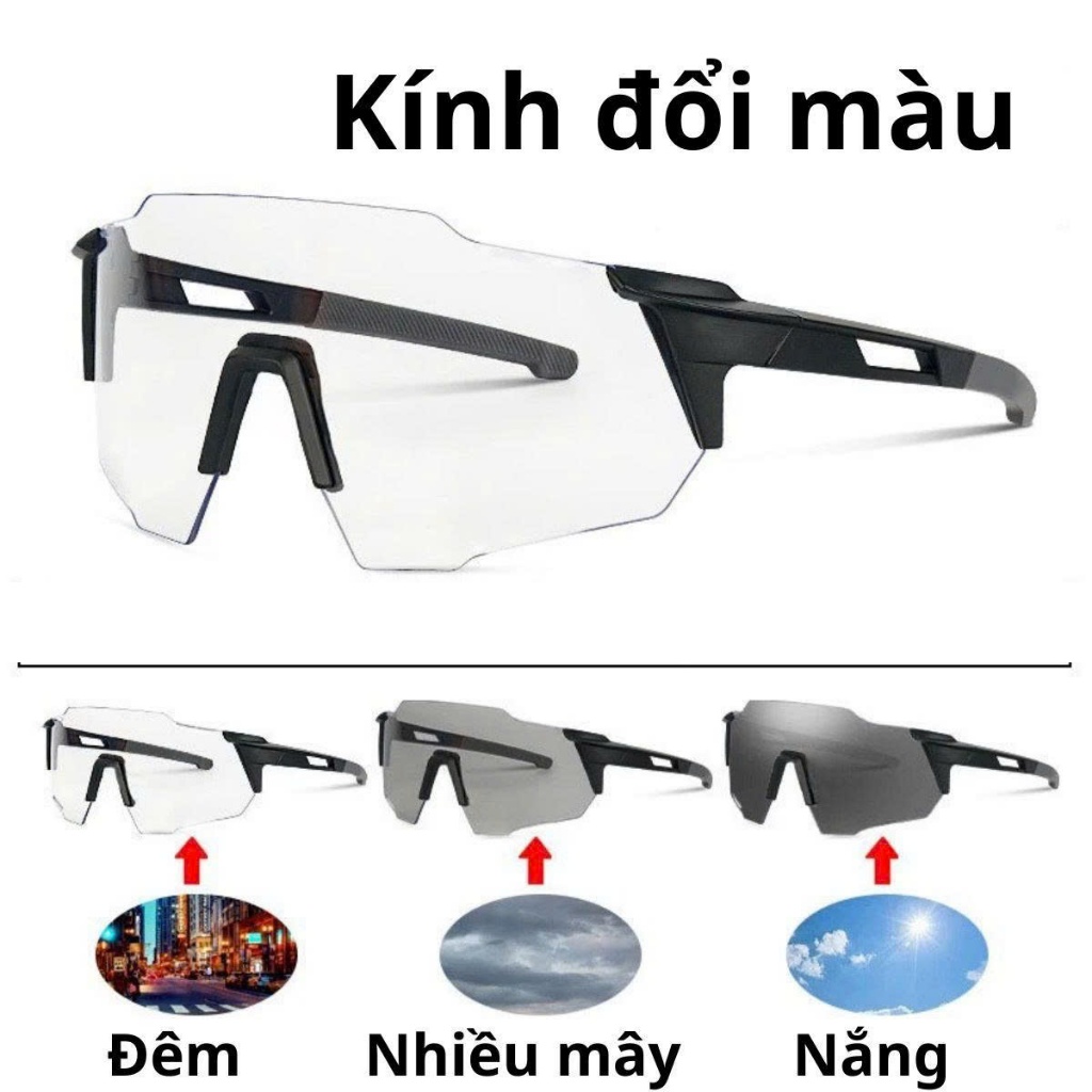 Mắt Kinh râm đổi màu đi đêm chống bụi, Kính mắt bảo hộ thể thao đi đường chống tia UV, cản gió K053