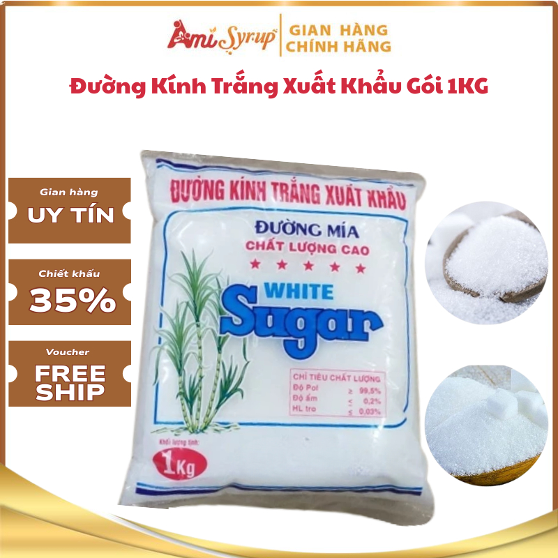 Đường Kính Trắng Xuất Khẩu Gói 1KG, Đường Mía Tinh Luyện, Nguyên Liệu Nấu Ăn Và Pha Chế