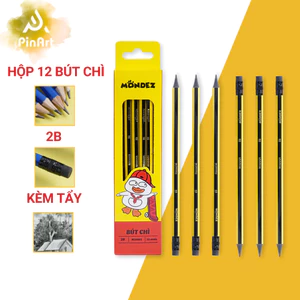 Bút Chì 2B Cao Cấp MONDEZ Có Đầu Tẩy, Nét Chì Đậm, Chì Mịn, Mềm, Dùng Cho Bé Tập Viết
