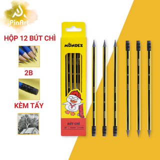 Bút Chì 2B Cao Cấp MONDEZ Có Đầu Tẩy, Nét Chì Đậm, Chì Mịn, Mềm, Dùng Cho Bé Tập Viết