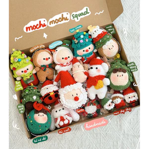 Set Combo 17 Móc Khoá Len Noel Mochi Giáng Sinh Cây Thông Tuần Lộc Santa Claus Snowman Dễ Thương Handmade