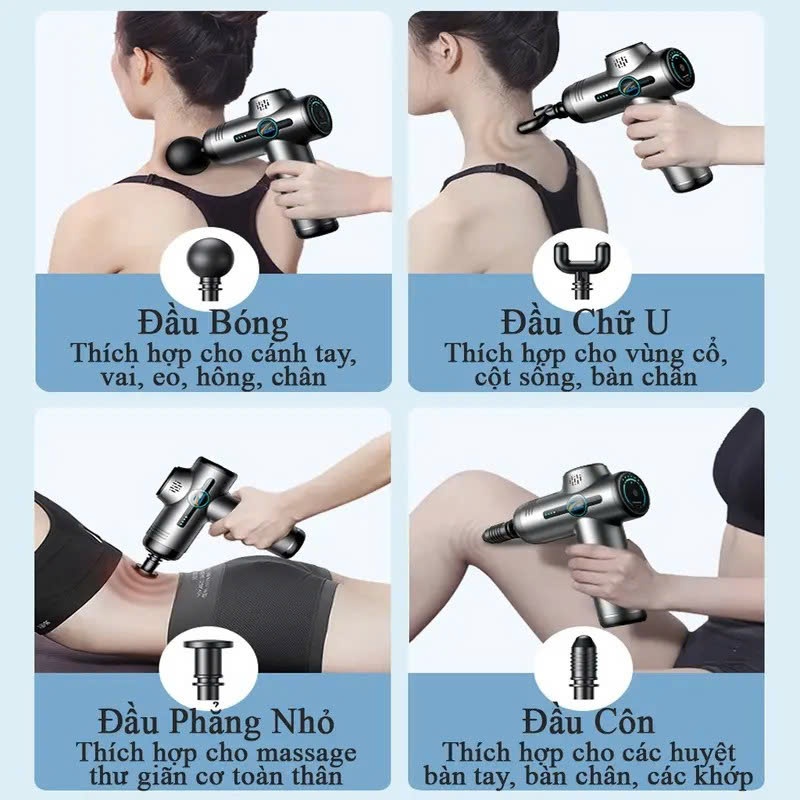 Máy Massage Cầm Tay 99 Cấp Độ, Máy Massage Cổ Vai Gáy Giảm Đau Nhức Cơ Thể Pin Trâu Lực Đấm 15KG